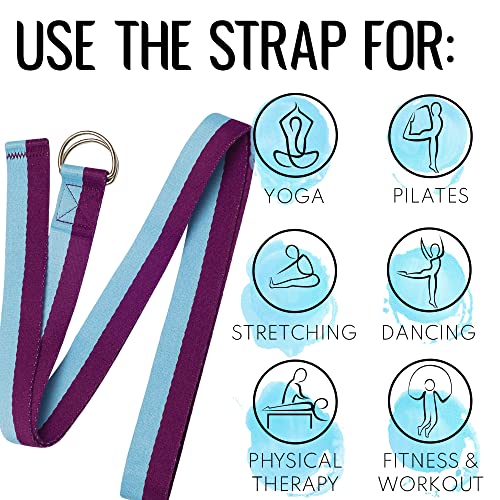 [Spring 2023] Teceum Yoga Strap – Cotton – 6 Ft 8 Ft 10 Ft (15+ Colors) – Adjustable Non-Slip Belt For Daily Yoga, Pilates, Stretching, Physical Therapy, Fitness & Home Workout – For All Levels #TOP6