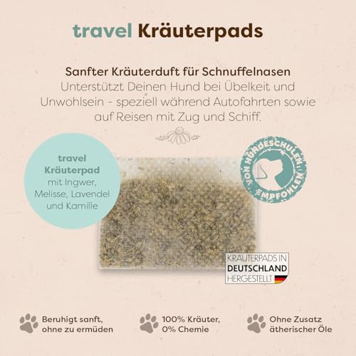 Löwenkind Dogs 100% natürliche Pads für Reiseübelkeit Hunde - wirkungsvolle Entspannung bei Autofahrten (6 Kräuterpads, Travel-Pads bei Reiseübelkeit)