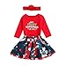 Ropa Navidad Disfraz Niña Bebe Fossen Recién Nacido Bebé my First Christmas Monos Tops + Falda Corta Patrón de Árbol de Navidad y Santa Claus + Diadema (6-12 Meses, 02)