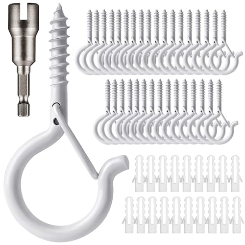 Zzbety 20 PCS Q-Hanger Hooks White - Screw in Hooks