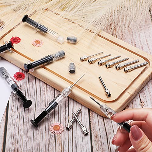 Nuanchu NUANCHU-BOROSILICATE GLASS -05 24 Pieces Borosilicate Glass Syringes Set Include 12 Pieces 1 Ml Borosilicate Glass Syringe Lock And 12 Pieces Stainless Steel Lock Dispensing Needle For Thick Liquids, Ink, Glue, Lab Use thumb #4