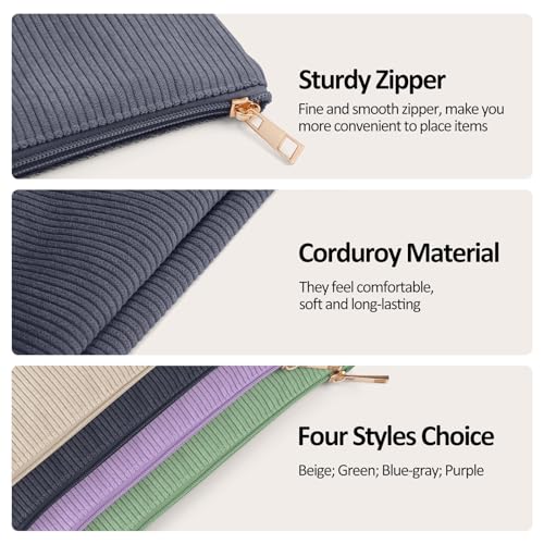 MAGEFY Small Makeup Bag, 2 Pcs Corduroy Makeup Bag for Purse Make Up Organizer Bag Mini Pouch with Slip-in Pockets Aesthetic Preppy Stuff - Black by MAGEFY - Image 3