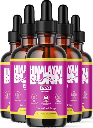 (5 Pack) Himalayan Burn Pro Drops - HimalayanBurn Pro Advanced Formula Liquid Supplement, Pink Salt Health & Wellness, Daily Wellness Support, 5 Bottles for 5 Months