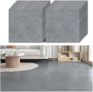 VEELIKE Grey Floor Tiles Self Adhesive Wall Tiles Peel and Stick Floor Tiles Bathroom Floor Stickers for Kitchen Flooring Adhesive Waterproof Vinyl Flooring Planks Bedroom1.5mm 30cm x 30cm 24 Pieces