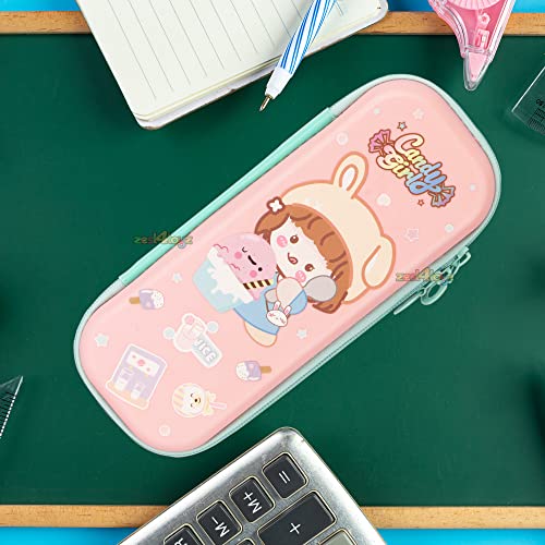 Image of Zest 4 Toyz Pencil Pouch for Girls for School | 3D Cover EVA Cute Girl Theme | Compass Box Organizer | Large Capacity Pencil Pouch Bag | Premium Stylish Pen Holder Pencil Box for Kids | Return Gifts