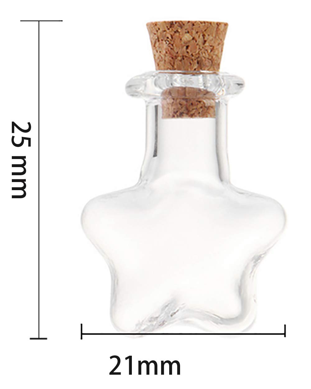 BesYouSel 1ML Cork Bottles Tiny Clear Glass Jars Vials Clear Glass Bottles with Cork Stoppers Mini Star Shape Glass Bottle Empty Sample Jars Message Wish Bottle for Arts & Crafts, Projects, Decoration, Party Favors, Pack of 50