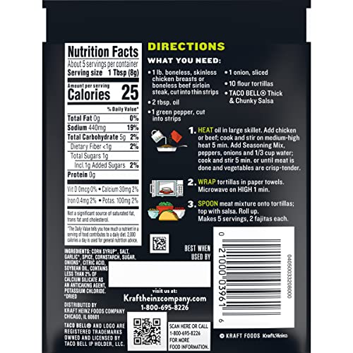 Image of Taco Bell Fajita Seasonings Mix (1.4oz Packets, Pack of 24)