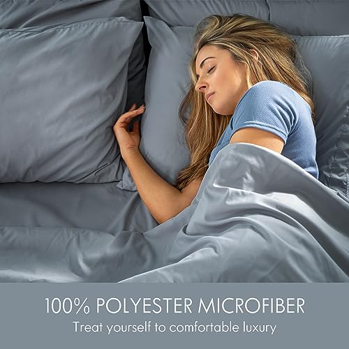 Image of ClevaHome King Size Sheet Set - 6 Piece Fitted Sheets Set, Quarry | Soft Luxury Breathable, Shrink & Fade Resistant, Embroidered Bed Sheets, 14-inch Deep Pocket, 2 Extra Pillowcases