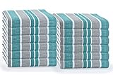 GLAMBURG 12-Pack Cotton Kitchen Dish Towels 18x28, Kitchen Dish Cloths, Tea Towels, Kitchen Towels with Hanging Loop, Absorbent Dish Towels Cotton - Teal
