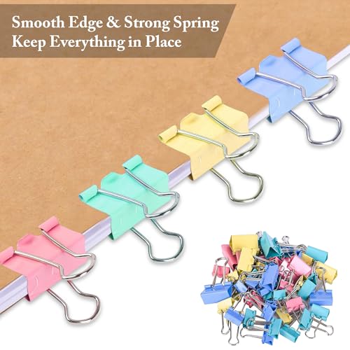 Image of GLUN Papers Binder Clips Box Set, Multi 5 in 1 Types of Binder Clips with Carry Box Stationery Binding Supplies for Loose Papers, Files, DIY, Office and School Use