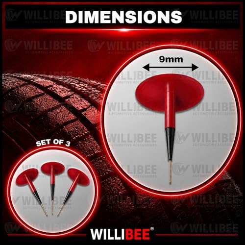 Image of WILLIBEE Mushroom Puncture Kit for Tubeless Tyre | Mushroom Puncher Kit for Bike & Car | Tire Puncher Repair Patches (9 MM, 3 Pcs)