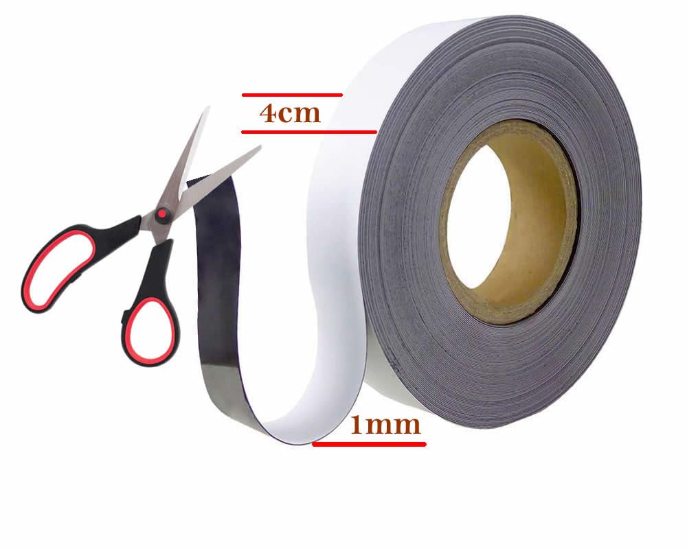 TUKA 30 mm x 40mm x 1mm Taśma magnetyczna wielokrotnego zapisu etykieta/znakowanie/znak, identyfikacja magnesu rolkowego, do tablicy białe metalowe półki. Napisz Czysty Przycinanie, 3x10m Biały