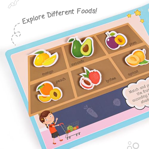 Image of Intelliskills Premium Pick N' Stick Food Montessori Activity Busy Book with Reusable Stickers|Early Learning Activity Book for 2+Years Old|Sticker Book For Kids|Best Birthday Gift for Children|English