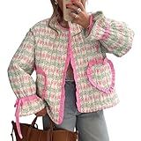 Sielebay Quilted Jackets for Women Cropped Puffer Jacket Lightweight Floral Print Open Front Vintage Fall Jacket Outwear 2025