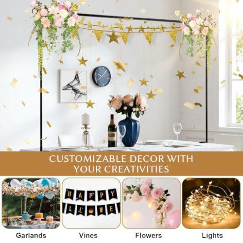 Image of HASTHIP Adjustable Desktop Floral Stand Display Frame, Black Metal Tabletop Arch Backdrop Stand for Wedding, Pooja, Party Decor & Photo Display, Balloon Stand Holder, Birthday Decoration Kit