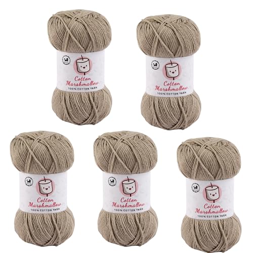Image of NESTNHAVEN Cotton Marshmallow 100% Cotton Yarn - (50 g, 130 m) - Luxury Yarn for Crochet, Amigurumi, Embroidery, Toys, Garments, Flowers and Hobby Projects (Beige) |
