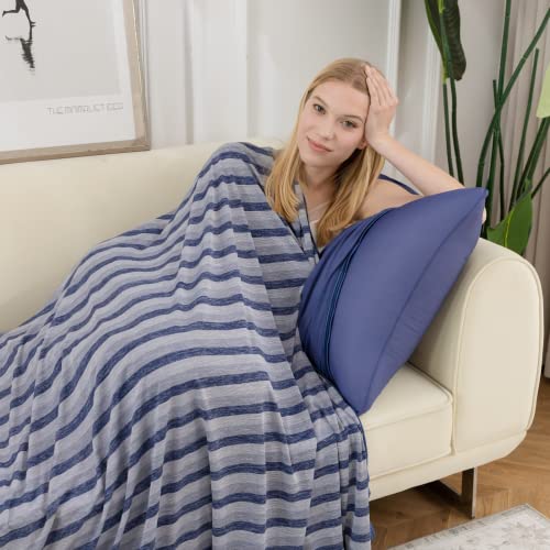 Auemtyn Cooling Blankets For Hot Sleepers,Throw Blanket With Double Side Enhanced Cooling Effect,Japanese Q-Max>0.5 Lightweight Breathable Summer Blankets For Bed, Couch,Sofa(60"X80",Navy Blue) #TOP7
