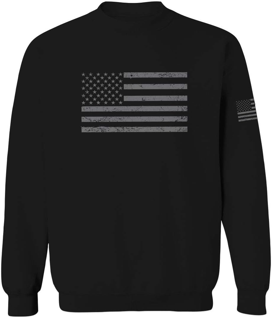 0176. Gray America USA American United States Vintage Flag Patriotic Style Men's Crewneck Sweatshirt