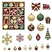 Alupssuc 82pcs Christmas Balls Ornaments Set, Delightful Classic Gift Set, Shatterproof Plastic Decor for Xmas Tree Holiday Wedding Party Decorations with Hanging Strings, Gold, Red and Green