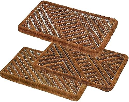Javco Large Coir Door Mat - Boston Brush Shoe Entrance Rug - Heavy Duty Wire Scraper Mats, Non Slip Carpet Brush Indoor Outdoor Rugs, Home, Kitchen, Living Room, Office, Front Door, 45x75cm