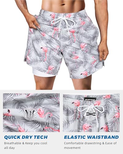 SURF CUZ Mens Swim Trunks with Compression Liner Swim Shorts 7" Swimming Trunks Stretch 7 Inch Swim Suits Quick Dry4
