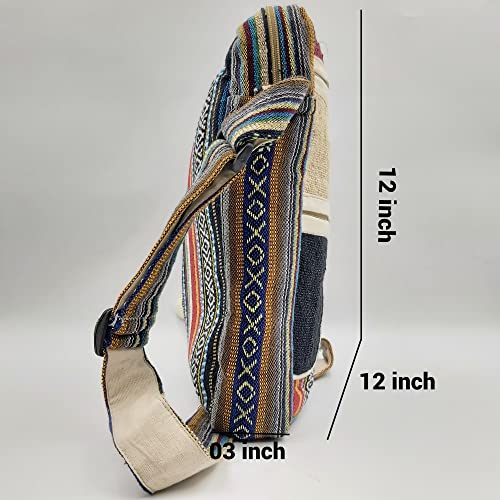 Hemp Crossbody Messenger Bag - Unisex Hippie Travel Bag - Light Side Bags with pocket - 4 Compartments, Zipper Closure3