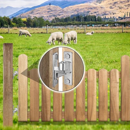 Image of Heavy Duty 4.9 inch Gate Hinges, Steel Hinges with Hot-Dip Galvanized Finish, 2‑Pack Wall‑Mount Female & Male Hinges for Fences & Farm Gates, 600 lbs Capacity