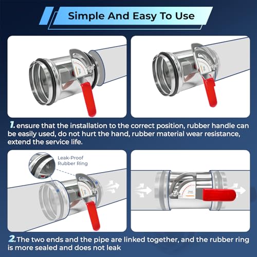AMREMSU 6 Inch HVAC Duct Backdraft Damper - Stainless Steel Manual Adjustable Air Control Valve with Sealing Rubber Gasket for Airflow Ducting Branch Vent Systems by Amremsu - Used condition - Image 5
