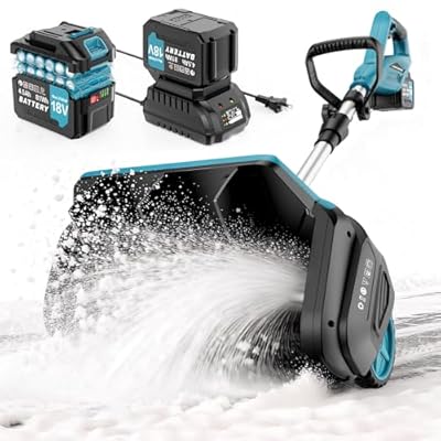 Brushless Electric Snow Shovel with Wheels, 9000mAh Cordless Snow Blower Battery Powered, 20-30Ft Snow Thrower Distance&Adjustable Plate, Snow Removal for Driveway Deck Sidewalks