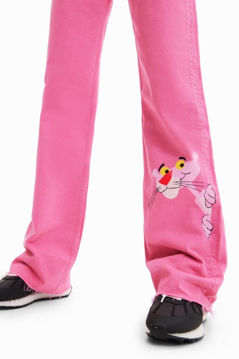 Desigual Denim Pink Panther, 3056 Turosa, Jeans Mujer, Rojo (Red), 38