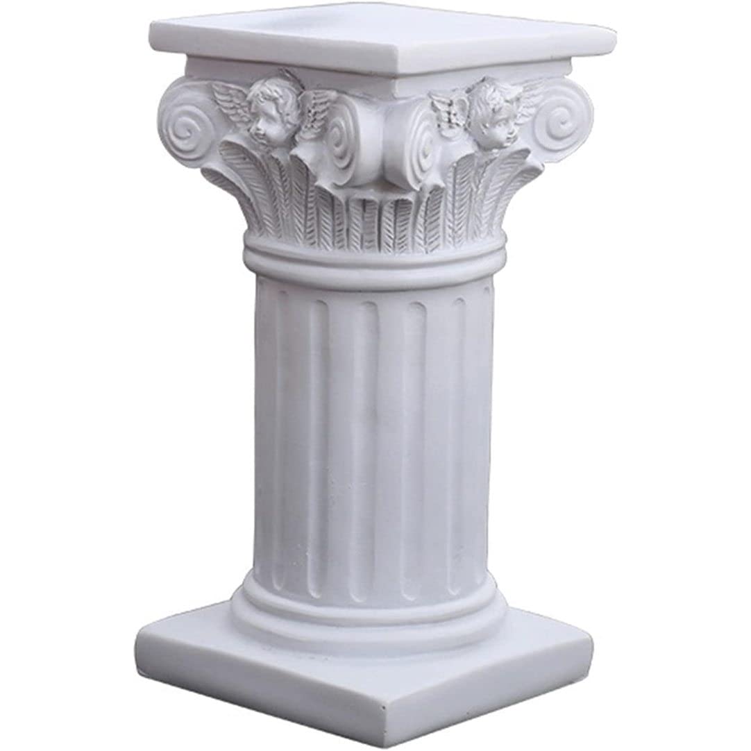 Peosaard White Greek Statue, Decorative Greek Columns Resin Roman Pillars Column Decor 3.7X3.5x6.9 Inch Statues Decor Column Pedestal Stand For Wedding Table Home Decoration