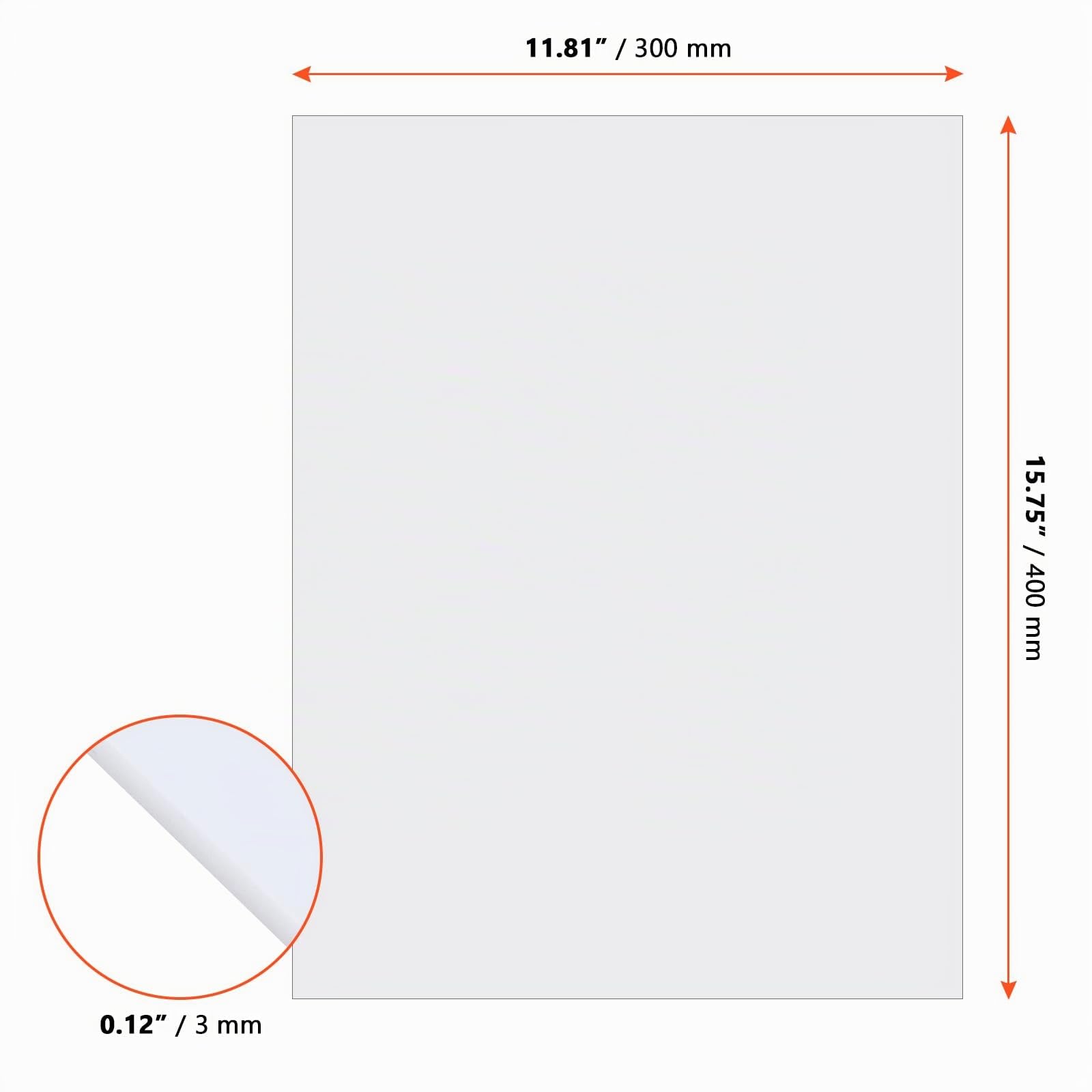 SINJEUN 5 placas de plástico blancas de 3 mm, placa acrílica de 40 x 30 cm, de cristal acrílico blanco, para manualidades