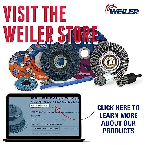 Image of Weiler 13282 2-3 /4 inch Single Row Knot Wire Cup Brush, .020 inch Steel Fill, M10 x 1.50 Nut, Made in the USA