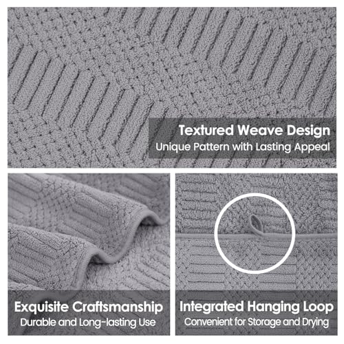Image of JML Bath Towels Set of 2, 30 inch x 60 inch, Large Microfier Body Towel for Adult, Oversized, Soft, Super Absorbent, Fast Drying, Use for Sauna, Salon, Gym,Sport, Fitness, Yoga, Diamond Cross Grid Gray