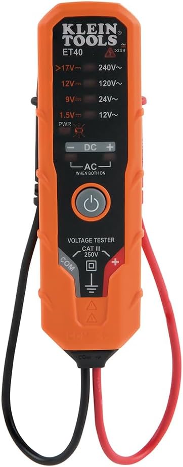 Voltage Tester, AC Voltage, DC Voltage, and DC Polarity, Includes Batteries Klein Tools ET40
