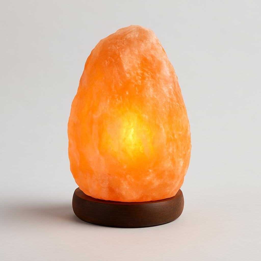 ONEX Natural Himalayan Salt Lamp Hand Carved Crystal Rock Salt Lamp with Wooden Base Home Decor Table Lamp Stress Relief & Meditation (1-2 KG)