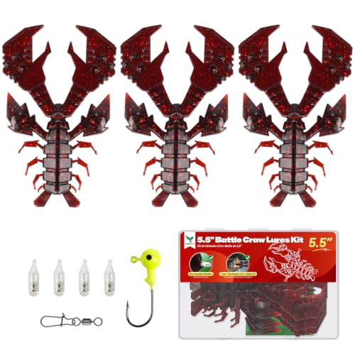 Image of Battle Craw Soft Plastic Crawfish Lures Kit with Removable Rattles