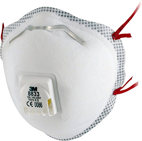 Preisvergleich Produktbild 3M Atemschutzmaske 8833SV Faltbare Partikelmaske mit Cool Flow Ausatemventil - für gesteigerten Tragekomfort Maske mit Schutzstufe FFP3 10 Stück
