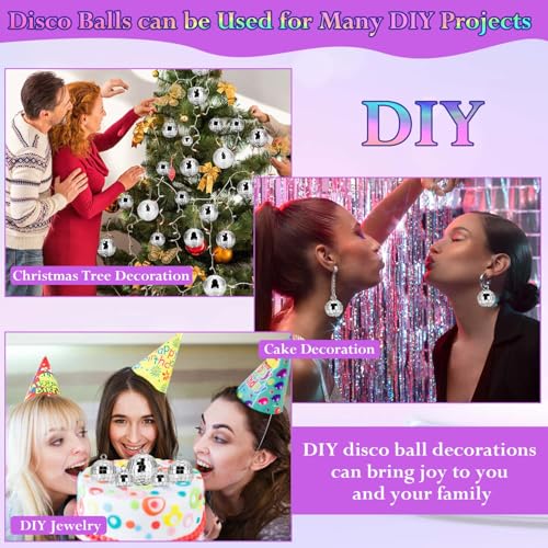 Flasoo 26 Pcs Disco Ball, 5 Sizes Disco Ball Ornaments Mini Mirror Silver Disco Balls Cake Topper Disco Themed Party Christmas Tree Ornaments Supplies (3.2inch, 2.4 Inch, 2 Inch, 1.6 Inch, 1.2 Inch)