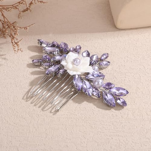 Adorno Floral para Cabello con Cristal y Pedrería Morada miniatura 4