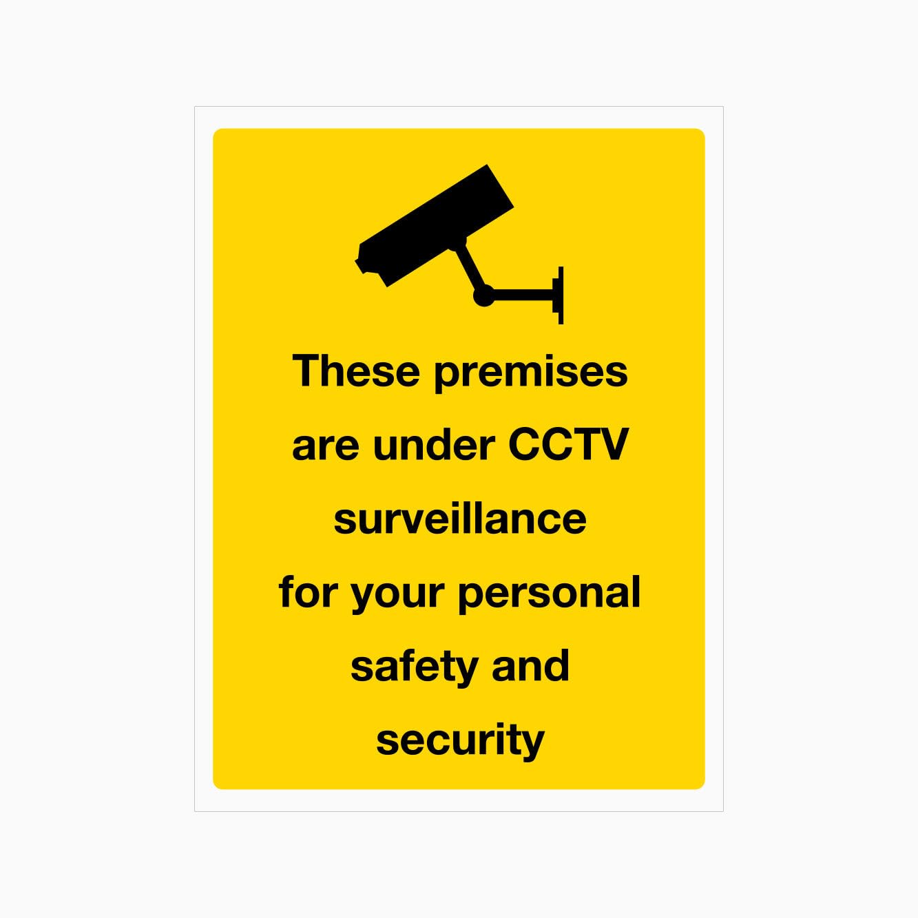 THESE PREMISES ARE UNDER CCTV SURVEILLANCE FOR YOUR PERSONAL SAFETY AND SECURITY Sign, 12x8 Metal Tin Sign, Premises under CCTV surveillance for safety.