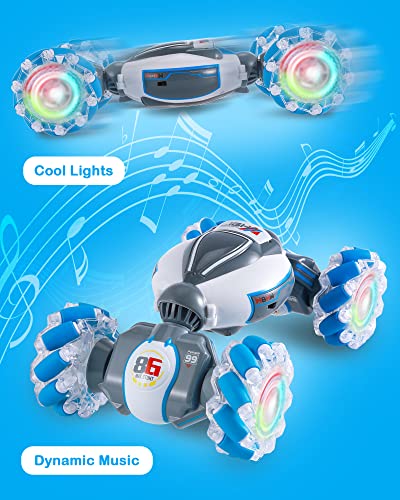 Gesture Sensing Rc Stunt Car For 6-12 Year Old Boy Birthday Gift 4Wd Hand Remote Control Car With Light And Music 2.4G Twist Stunt Off Road Rc Car For Kids Age 7 8 9 10 11 Year Old #TOP2