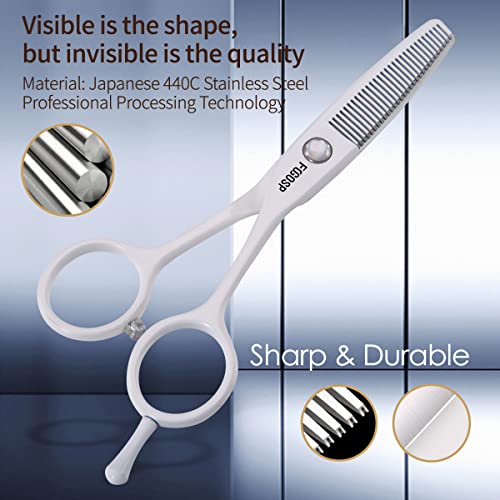 Fogosp 5 In Thinning Shears For Dogs Grooming Face For Small Dogs Eyes Face Paw Professional Small Cat Grooming Scissors(5" Blender,White) #TOP1