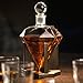 Hand Blown Diamond Whiskey Decanter: Lead Free Glass Designer Decanters with Custom Wood Stand & Airtight Stopper, Decorative Bar Set Tool for Scotch, Bourbon, Rum, Vodka, Wine, Liquors or Spirits
