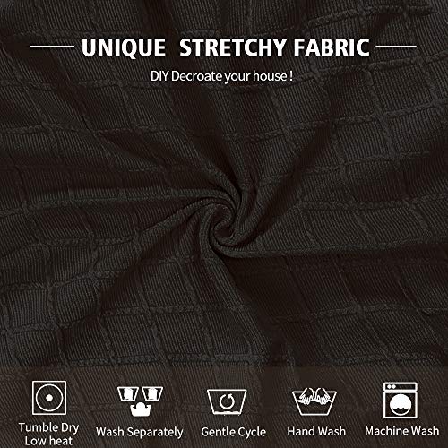 Gute Chair Seat Covers, Dining Room Chair Seat Covers with Ties, Stretch Jacquard Chair Covers Protectors for Dining Room Kitchen Chairs - Set of 4, Rhombic, Black