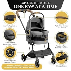 Harley-Bella-3-in-1-Pet-Stroller-for-Cats-Dogs-Folding-Cat-Stroller-with-Detachable-Carrier-Storage-Basket-20KG-Max-Cap-All-Terrain-Dog-Stroller-4-Wheels-Puppy-Stroller-for-Travel-Jogging - Cucciolini Doodles Harley-Bella-3-in-1-Pet-Stroller-for-Cats-Dogs-Folding-Cat-Stroller-with-Detachable-Carrier-Storage-Basket-20KG-Max-Cap-All-Terrain-Dog-Stroller-4-Wheels-Puppy-Stroller-for-Travel-Jogging