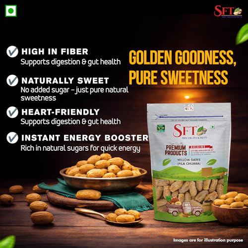 Image of SFT Yellow Dates Dry /Sukha Khajoor (Pila Chuara) 1 Kg