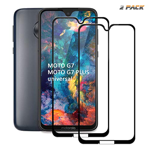 SCL Protector de Pantalla Moto G7 Plus Cristal Templado para Motorola G7 / G7 Plus, Cobertura Total 3D, Dureza 9H, Resistente a Los Arañazos, Anti-Huellas, Sin Burbujas (2 Paquete) (Negro)
