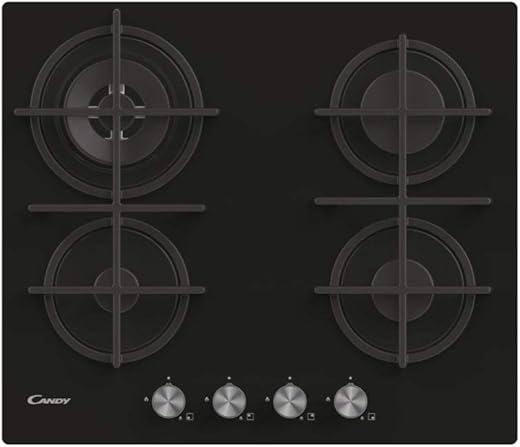 Candy CVG6BR4WPB Piano Cottura a Gas in Vetro Temperato da 60 cm,...