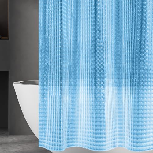 Eazzier Bath Blue 3D Crystal Plastic Shower Curtain Liner, 7